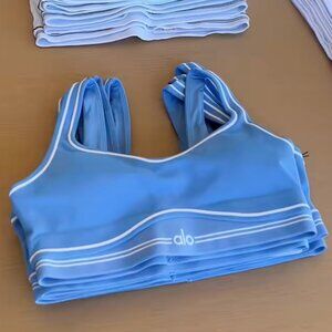 NWOT Airbrush Heart Throb Crystal Clear BRA Blue/White
